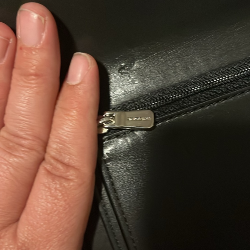 Coach Solid/Monogram Black Leather Envelope Style… - image 8